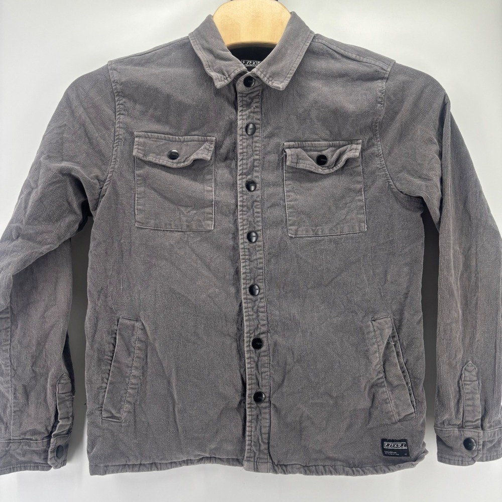 Ezekiel Shirt Jacket Mens Medium Gray Corduroy Flannel Lined EJ213044N Shacket